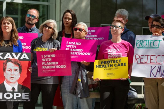 Photo courtesy of Lorie Shaull on Flickr. Demonstrators protest Brett Kavanaugh's nomination in St. Paul, Minnesota, on Sept. 7, 2018.